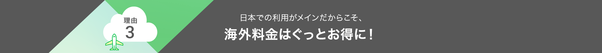 理由3 日本での利用がメインだからこそ、海外料金はぐっとお得に！