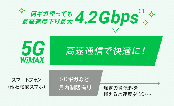 何ギガ使っても最高速度下り最大4.2Gbps